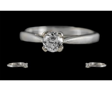 Ladies - Superb Quality Platinum Set Single Stone Diamond Set Ring, Marked 950 to Interior of Shank. The Octagon Brilliant Cu