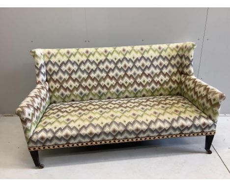 An Edwardian settee, width 160cm, depth 74cm, height 86cm. Condition - fair to good