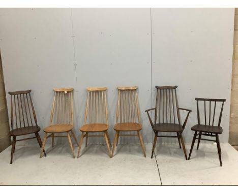 Six various Ercol dining chairs. Condition - poor to fair