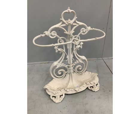 A Victorian Coalbrookdale style cast iron stick stand, width 62cm, height 77cm. Condition - good