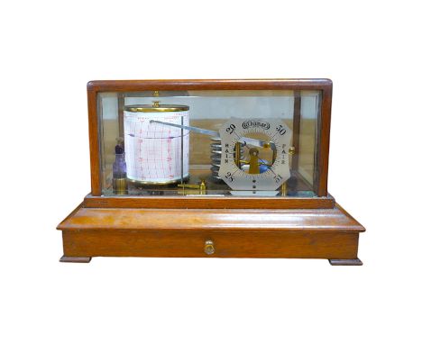 An oak cased barograph with integral barometer by Thomas Armstrong &amp; Bro. Ltd. 78 Deansgate, Manchester, with bevelled gl