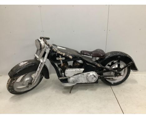 A wooden Harley Davidson, possibly an advertising piece, length 220cm. Condition - poor