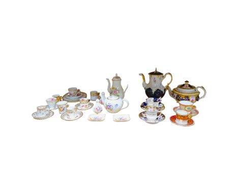 A collection of Continental ceramics, etc. including Dresden coffee wares, a Meissen coffee pot and cover, a Nymphenburg teap