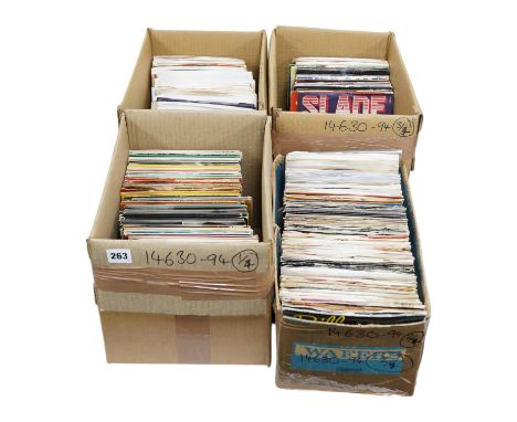 Four boxes of 7 inch singles, on record labels including; Columbia, Pye, Oriole, Stax, Top Rank, Parlophone, etc. artists inc