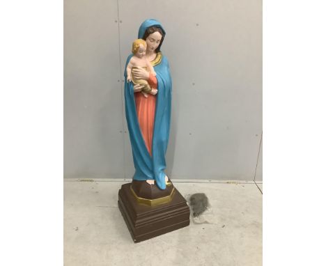 A Madonna and child plaster statue prop from the series 'The Gentleman', height 133cm. Condition - fair to good