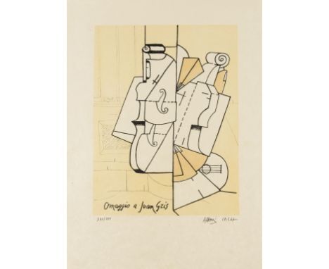 δ Valério Adami (b.1935)Omaggio a Juan GrisLithograph printed in colours, 1967, signed, dated and numbered in roman numerals 