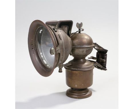 Early 20th Century brass carbide bicycle / motor bike lamp, height 16cms