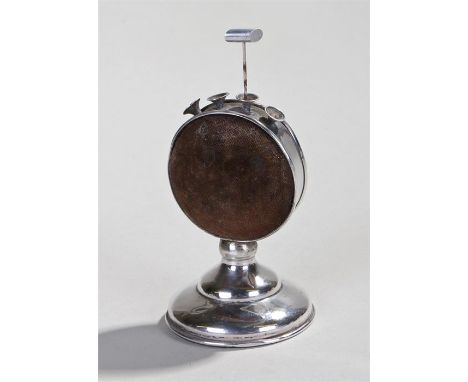 George V silver pin cushion hat pin holder, Birmingham 1912 makers mark rubbed, Pat 4092, the hat pin slots above the circula