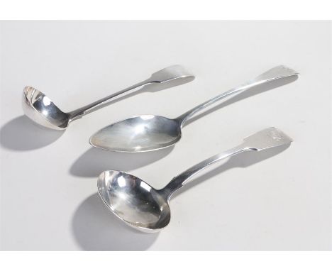 George III silver table spoon, London 1802, maker PB, AE, WR, together with a Victorian silver ladle, London 1853, maker Hayn