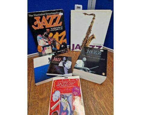 6 BOOKS ON JAZZ AND RELATED, JAZZ BY JOHN FORDHAM, ICONS OF JAZZ - DAVE GELLY, A CURE FOR GRAVITY- JOE JACKSON, BOOK PROOF, T