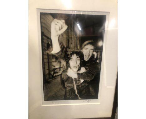 MICHAEL SPENCER JONES.  ARR.  RICHARD ASHCROFT AND NOEL GALLAGHER, PARIS 1995.  SIGNED LIMITED EDITION EMBOSSED BLACK AND WHI