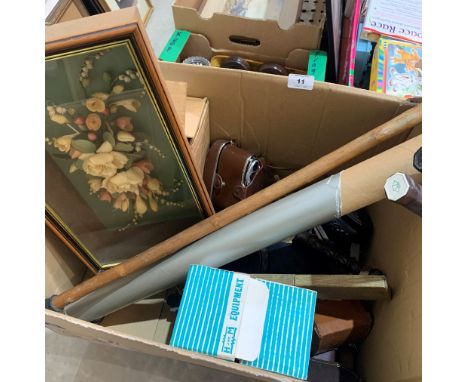 A box of sundries to include a Kodak Retinette camera