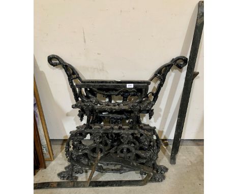 Coalbrookdale. A pair of Victorian cast iron bench ends, together with a pair of table ends 