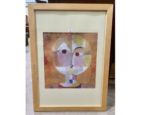 A pine framed modernist print after Paul Klee. 23' x 21'