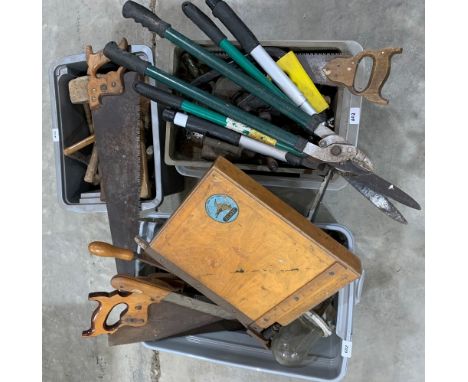 A large quantity of woodworking and garden tools