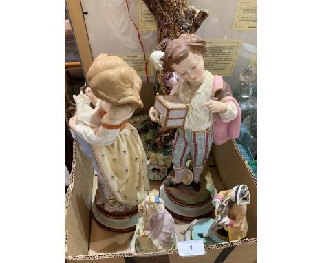 Five continental ceramic figures, all with losses