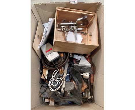 A box of woodworking tools