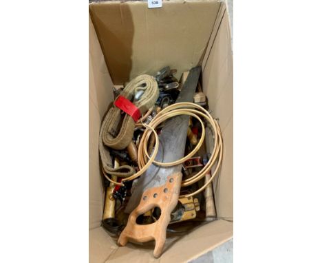A box of woodworking tools