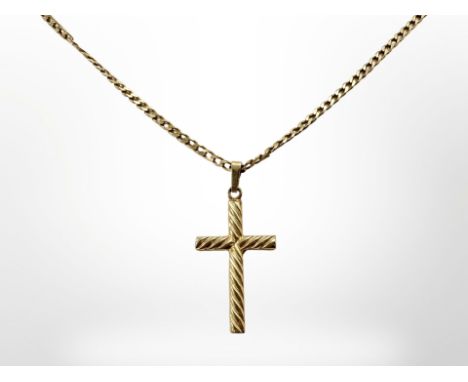 A 9ct yellow gold necklace with crucifix pendant, length 46 cm. CONDITION REPORT: 5.3g.