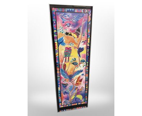 A colour print depicting tropical birds, 15 cm x 30 cm 