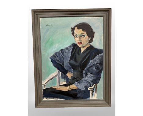 Danish school : oil on canvas, portrait of a lady, 64 cm x 86 cm 