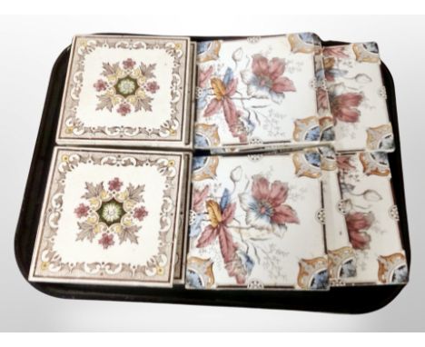 A group of late Victorian transfer printed ceramic tiles 