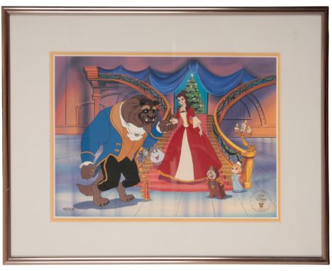 BEAUTY AND THE BEAST: 'THE ENCHANTED CHRISTMAS' - A WALT DISNEY LITHOGRAPH 18cm x 24cm, limited edition 427 of 500, in plasti