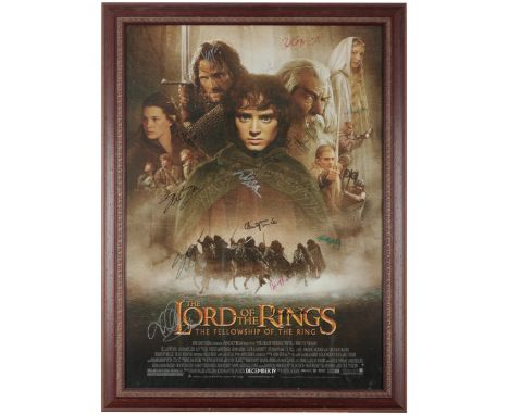 THE LORD OF THE RINGS: THE FELLOWSHIP OF THE RING - A MOVIE POSTER SIGNED BY EIGHTEEN CAST MEMBERS including Elijah Wood and 