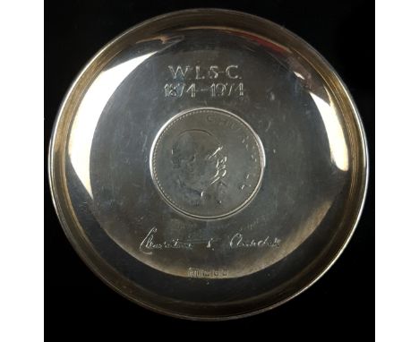 Winston Churchill Interest - A silver coin dish with facsimile signature of Clementine S Churchill, engraved W.L.S-C 1874-197