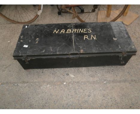 metal travel trunk