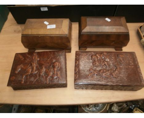 4 vintage cigar/musical trinket boxes