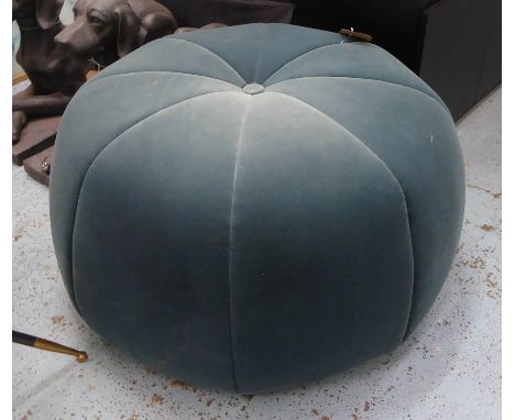 POUFFE, 1950's Italian, blue velvet, 80cm diam x 45cm. 