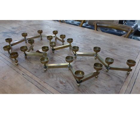 TABLE CHAIN CANDELABRA, a set of three, gilt metal, each 93cm L. (3) 