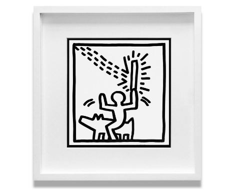 KEITH HARING 'Magic Wand', 1982, lithograph, published by Tony Shafrazi Gallery, NY, edition of 2000, 23cm x 23cm, framed and