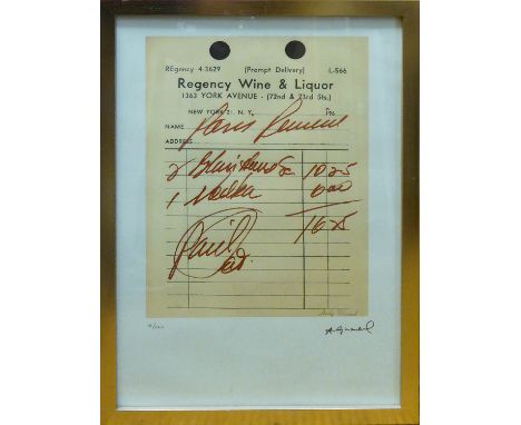 ANDY WARHOL 'Regency Wine &amp; Liquor', lithograph, on Arches paper, with stamped signature and numbered 16/100, with Leo Ca