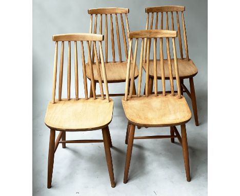 KITCHEN CHAIRS, a set of four, 'stick' back with shaped seats, 81cm H. (4) 