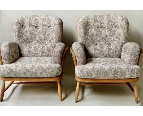 ERCOL ARMCHAIRS, a pair, by Lucian Ercolani, 82cm W. (2) 