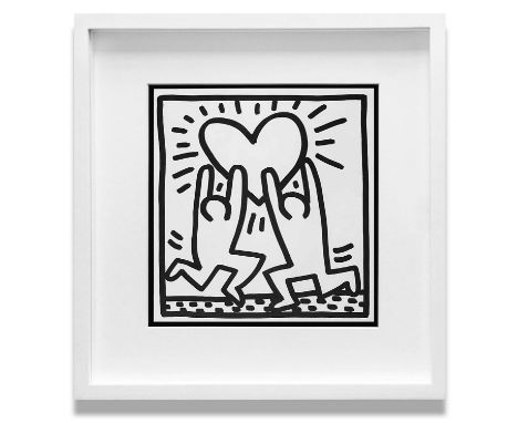KEITH HARING 'Love', 1982, lithograph, published by Tony Shafrazi Gallery, NY, edition of 2000, 23cm x 23cm, framed and glaze