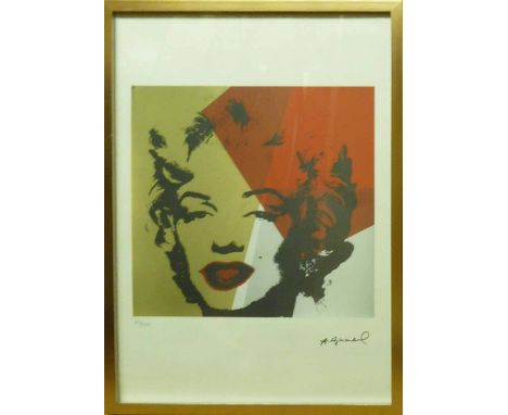 ANDY WARHOL 'Marilyn Red and Grey', lithograph print, on Arches paper, with printed signature and numbered 65/100, with Leo C