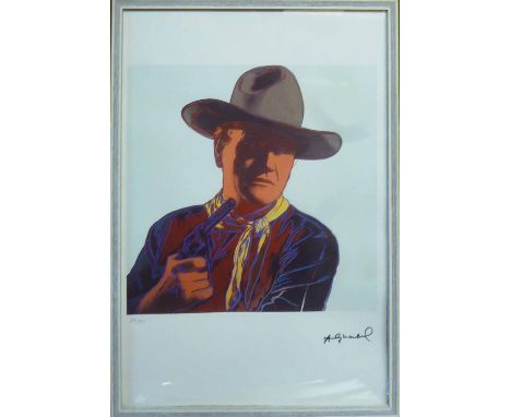 ANDY WARHOL 'John Wayne', lithograph, from Leo Castelli gallery, stamped on reverse, edited by G. Israeli on Arches paper, nu