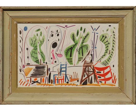 PABLO PICASSO 'Picasso's Studio', lithograph, Suite: Californie, 26cm x 42cm, framed and glazed. 
