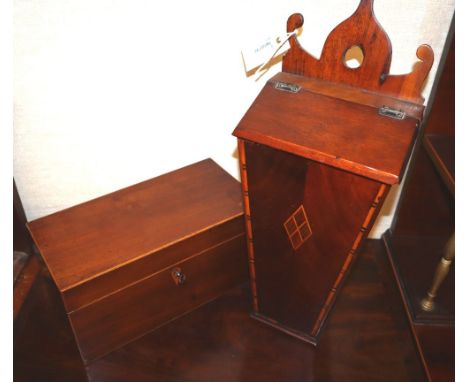 A George III mahogany tea caddy and a candle box