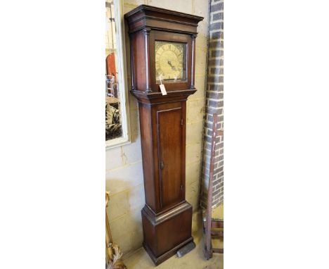 A 30 hour grandfather clock (in 3 parts), width 47cm, depth 27cm, height 200cm