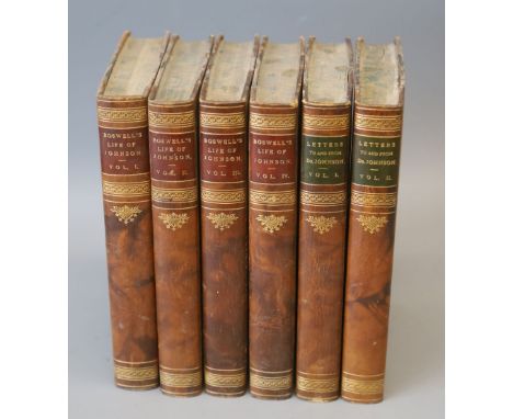 Boswell, James - The Life of Samuel Johnson, 6th edition, 4 vols, 8vo, half calf, portrait and titles browned and spotted, bo