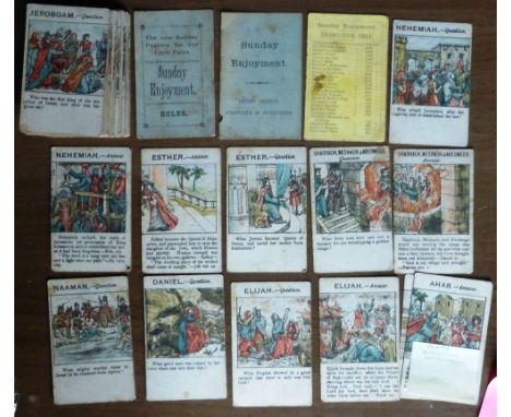 A c.1880 Card Game of SUNDAY ENJOYMENT by Henry Reason with illustrations of parables from the Bible. 46 cards (2 missing) pl