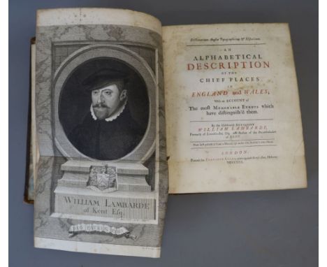 Lambard, William - Dictionarum Angliae Topographicum et Historicum, 1st edition, qto, contemporary calf, worn and rubbed, wit
