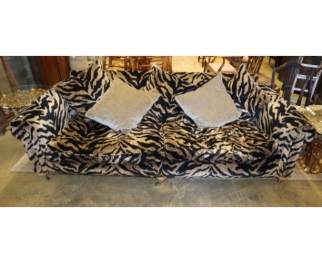 A Sofology zebra pattern lounge sofa, length 258cm, depth 100cm, height 81cm