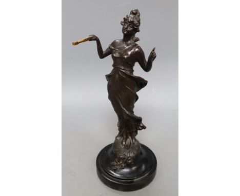An early 20th century German 'Diana' spelter mystery clock, height 32cm