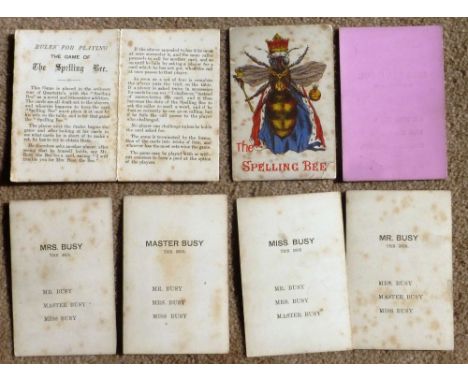 An 1876 Card Game of THE SPELLING BEE copyright March 1876 by John R Clark and Henry Greenwood. Complete with 48 cards plus t