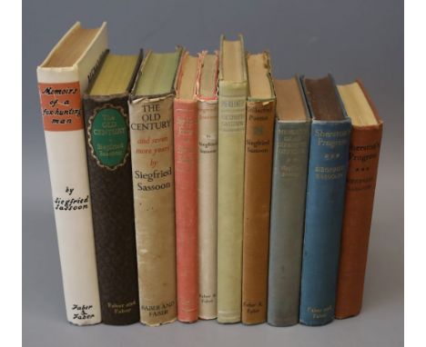 Sassoon, Siegfried - 9 Works, all 1st editions: Memoirs of an Infantry Officer, London 1930; Sherston's Progress, London 1936